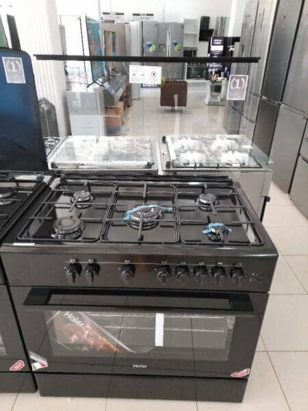 Cuisinière 5 feux Haier dimension 90×60 inox noire full option