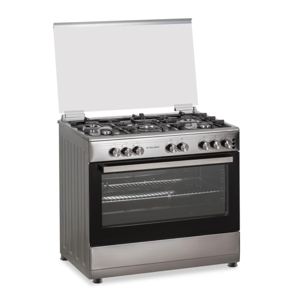 CUISINIERE ENDURO 5FEUX A GAZ 90X60 + GRILL DOUBLE BOUTON NOIR AFS9050GGBSIT