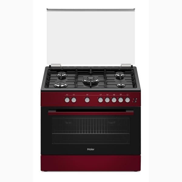 Cuisinière 5 feux Haier dimension 90×60 inox full option Rouge