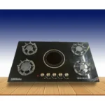 Plaque Technolux encastrable 5 feux 90×60 4F a gaz et 1F ELECTRIQUE noir