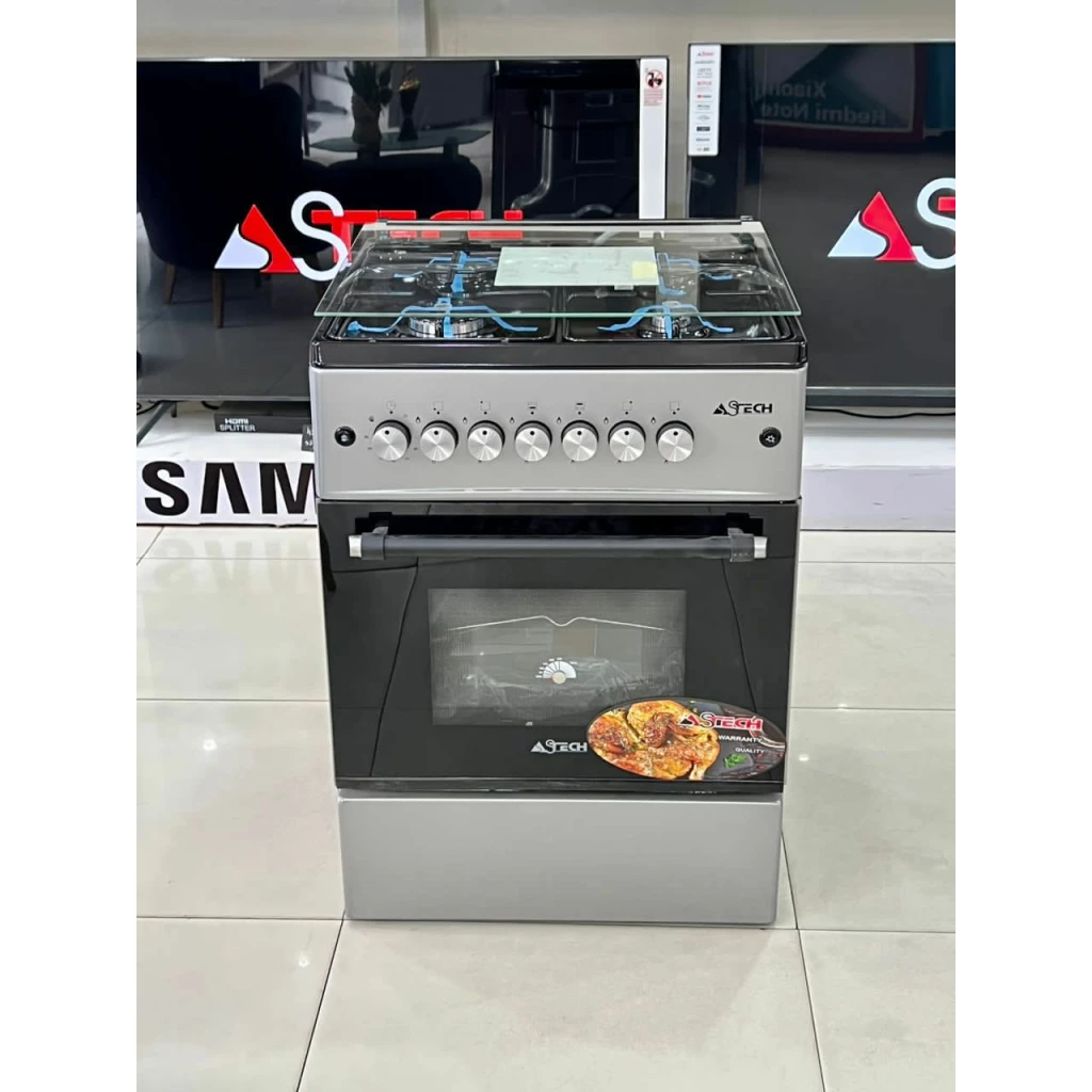 Cuisinière 4 feux Astech dimension 60×60 inox avec minuteur