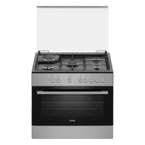 Cuisinière Haier 5 Feux HCR6041EGS – 90×60 cm, 4 Gaz + 1 Électrique, Four avec Double Grill, Tournebroche