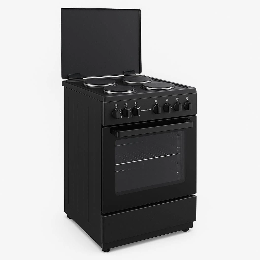 Cuisinière Enduro AFS6004EEBIT – 4 Feux Électriques + Four Ventilé Tourbo – 60×60 cm – Noir