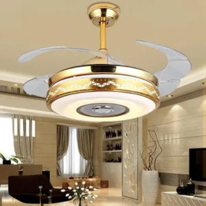 Ventilateur de Plafond avec Éclairage LED – Lames Rétractables, Design Moderne et Élégant