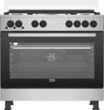 Cuisinière Beko 5 feux inox avec tourne broche 90×60 Minuterie