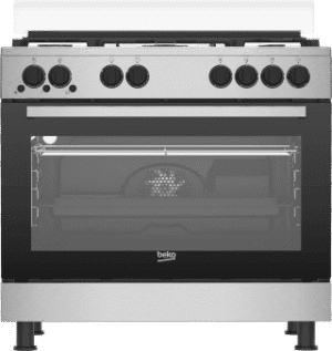 Cuisinière Beko 5 feux inox avec tourne broche 90×60 Minuterie