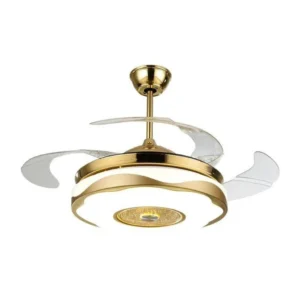 Ventilateur de Plafond avec Éclairage LED et Haut-Parleur Bluetooth – Design Moderne, Lames Rétractables